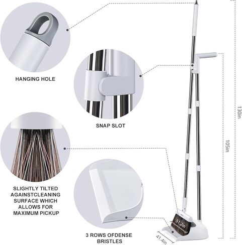 مجموعة مكنسة ومجارف JOYBOS بمقبض طويل قابل للتعديل مقاس 51 بوصة، تصميم قائم لسهولة التخزين، مثالية للاستخدام الداخلي في المطبخ والمكتب والردهة وأرضيات المرآب in Kuwait