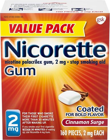 Nicorette 2 mg Nicotine Gum to Help Stop Smoking - Cinnamon Surge Flavored Stop Smoking Aid, 160 Count in Kuwait