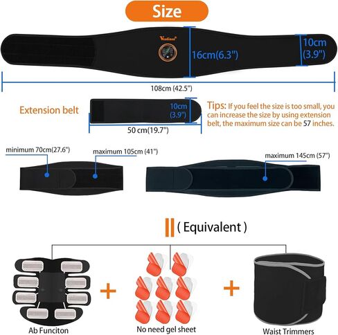ABS Stimulator Muscle Toner Flex Fitness Belt for Waist Trimmers FDA Cleared AB Machine Abdominal Toning Ems Electro Stimulators Body Exercise Equipment Abdomen Home Office Workout Orange in Saudi Arabia