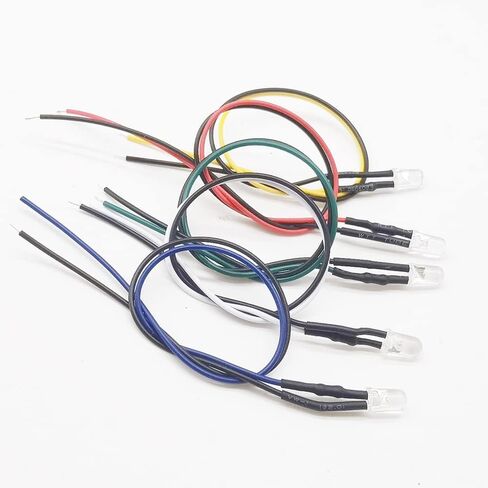 20 قطعة من مصابيح LED بيضاء بسلك 5 مم (عدسة شفافة مستديرة شفافة DC 12V) مع مقاومة 560 أوم 1/4 وات ومؤشر سلك 26awg صمامات ثنائية باعثة للضوء لمبة إضاءة 5 مم LED in Kuwait