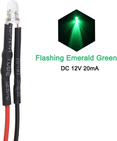 uxcell 10Pcs DC 12V 3mm Pre Wired LED, Flashing Red Light Round Top Clear Lens, Light Emitting Diodes with Edge in Saudi Arabia