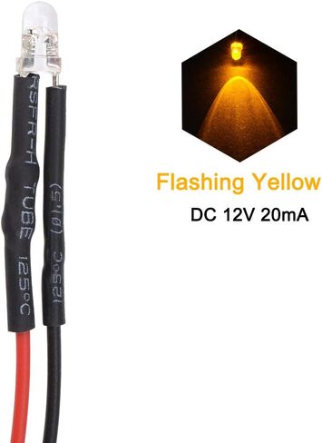 uxcell 10Pcs DC 12V 3mm Pre Wired LED, Flashing Red Light Round Top Clear Lens, Light Emitting Diodes with Edge in Saudi Arabia