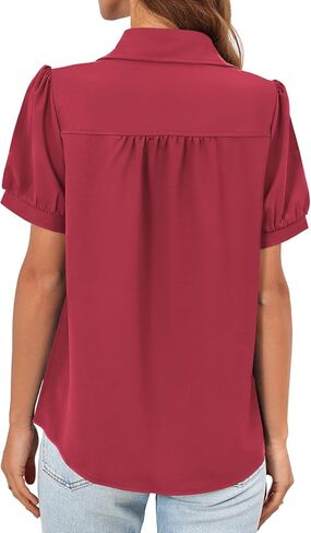 قمصان نسائية بأكمام قصيرة منتفخة من Cicy Bell، بلوزات علوية كاجوال للعمل والعمل in Kuwait