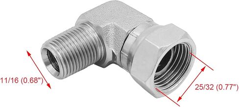 (2-PACK) 1501-06-08 Hydraulic Hose Adapter Fitting 3/8" Male (3/8"-18NPTF) × 1/2" Female (1/2"-14NPSM) Swivel 90° Elbow SAE Pipe Joints Tube Connector Carbon Steel in Saudi Arabia