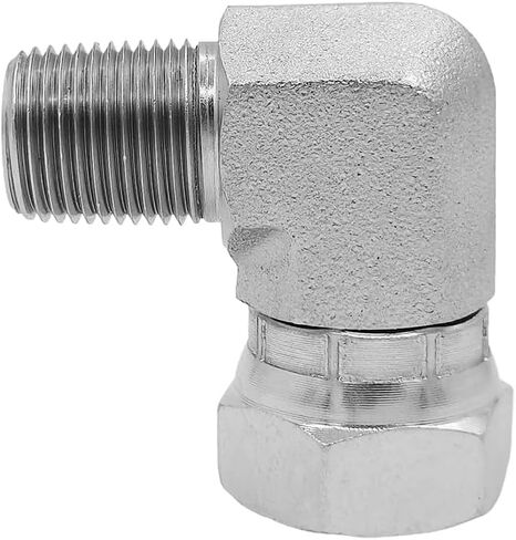 (2-PACK) 1501-06-08 Hydraulic Hose Adapter Fitting 3/8" Male (3/8"-18NPTF) × 1/2" Female (1/2"-14NPSM) Swivel 90° Elbow SAE Pipe Joints Tube Connector Carbon Steel in Saudi Arabia