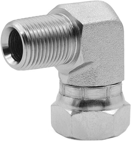 (2-PACK) 1501-06-08 Hydraulic Hose Adapter Fitting 3/8" Male (3/8"-18NPTF) × 1/2" Female (1/2"-14NPSM) Swivel 90° Elbow SAE Pipe Joints Tube Connector Carbon Steel in Saudi Arabia