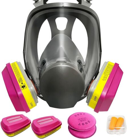 Full Face Respirator Mask - Gas Mask with Filters for Chemical, Paint Vapors, Gases, Dust, Sanding, Welding, Woodworking, Machine Polishing in Saudi Arabia