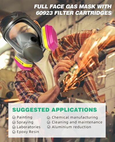 Full Face Respirator Mask - Gas Mask with Filters for Chemical, Paint Vapors, Gases, Dust, Sanding, Welding, Woodworking, Machine Polishing in Saudi Arabia