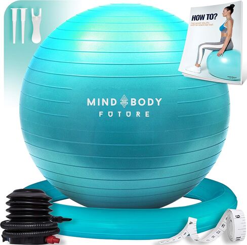 Exercise Ball 65cm - Yoga Ball for Pregnancy, Balance, Pilates or Birthing Therapy. Use at Office, Gym or Home. Anti-Burst and Anti-Slip Premium Grade in Saudi Arabia