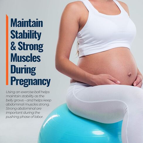 Exercise Ball 65cm - Yoga Ball for Pregnancy, Balance, Pilates or Birthing Therapy. Use at Office, Gym or Home. Anti-Burst and Anti-Slip Premium Grade in Saudi Arabia