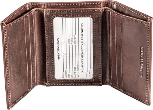 Evergreen Team Sports America NFL Pittsburgh Steelers Brown Wallet | Tri-Fold | Officially Licensed Stamped Logo | Made of Leather | Money and Card Organizer | Gift Box Included in Kuwait