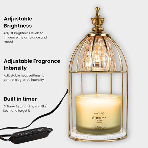 Candle Warmer Lamp with Timer, Dimmable, Electric Candle Lamp Warmer with 2 Bulbs, Home Decor Gifts for Women and Mom (Vintage Style) in Saudi Arabia