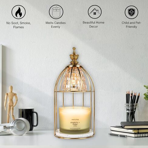 Candle Warmer Lamp with Timer, Dimmable, Electric Candle Lamp Warmer with 2 Bulbs, Home Decor Gifts for Women and Mom (Vintage Style) in Saudi Arabia