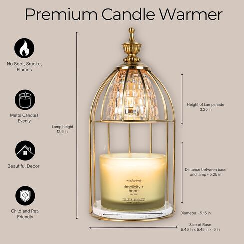 Candle Warmer Lamp with Timer, Dimmable, Electric Candle Lamp Warmer with 2 Bulbs, Home Decor Gifts for Women and Mom (Vintage Style) in Saudi Arabia