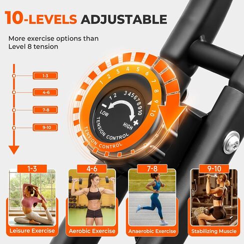 Exercise Bike, Foldable Fitness Bike Machine, Upright Indoor Cycling Bike, Magnetic X-Bike with 10-Level Adjustable Resistance for Home Workout 330LB Capacity, LCD Monitor, Pulse Sensor in Saudi Arabia