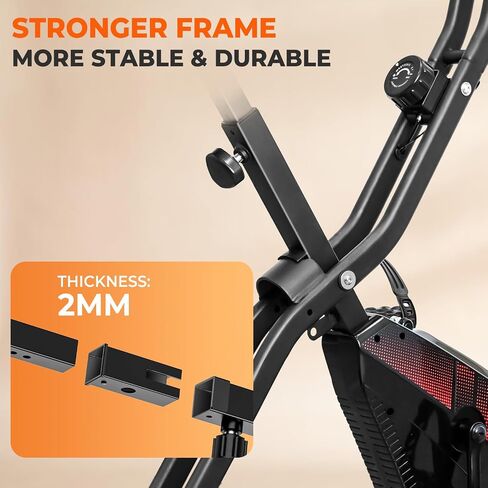 Exercise Bike, Foldable Fitness Bike Machine, Upright Indoor Cycling Bike, Magnetic X-Bike with 10-Level Adjustable Resistance for Home Workout 330LB Capacity, LCD Monitor, Pulse Sensor in Saudi Arabia