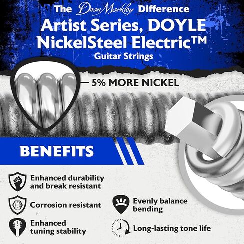 دين ماركلي سلاسل الغيتار الكهربائي الفنان سلسلة دويل، 2504 النيكل والصلب مجموعة 6 سلسلة، 10-60 أسفل الثقيلة الخفيفة، سلاسل الغيتار الكهربائي الناعمة لاستجابة متميزة ونغمة نجمية in Kuwait