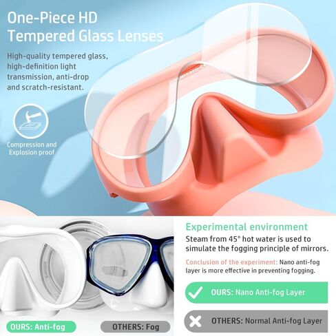 NARUTOO Snorkel Set Adults, Fashionable Macaron Colors Frameless Snorkeling Mask, Ultra Wide View Anti-Fog Snorkel Mask Set, Portable Professional Diving Snorkeling Set in Saudi Arabia