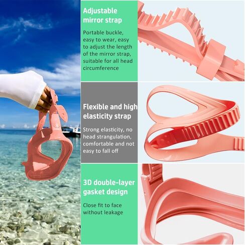 NARUTOO Snorkel Set Adults, Fashionable Macaron Colors Frameless Snorkeling Mask, Ultra Wide View Anti-Fog Snorkel Mask Set, Portable Professional Diving Snorkeling Set in Saudi Arabia