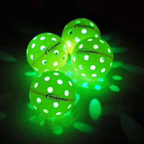 كرات PickleStar LED Pickleball - توهج الجيل التالي وارتداد متوازن تمامًا للاعبين المتقدمين، قوية وموثوقة، 4 عبوات مع بطاريات طويلة العمر in Saudi Arabia