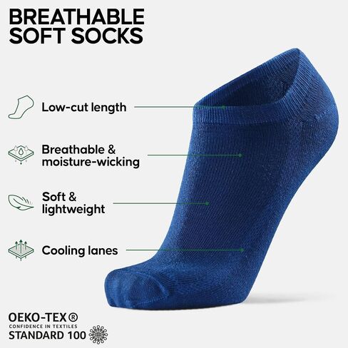 DANISH ENDURANCE 6-Pack Low-Cut Bamboo Viscose Ankle Socks for Men & Women in Kuwait