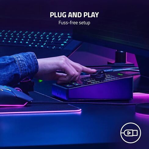 جهاز مزج الصوت من Razer: جهاز مزج البث/البث الكل في واحد - تصميم ذو 4 قنوات - XLR Preamp - إعدادات الصوت المدمجة ومعالجة الصوت - اتصال USB - التوصيل والتشغيل - Chroma RGB (متجدد) in Kuwait