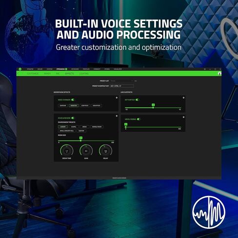 جهاز مزج الصوت من Razer: جهاز مزج البث/البث الكل في واحد - تصميم ذو 4 قنوات - XLR Preamp - إعدادات الصوت المدمجة ومعالجة الصوت - اتصال USB - التوصيل والتشغيل - Chroma RGB (متجدد) in Kuwait