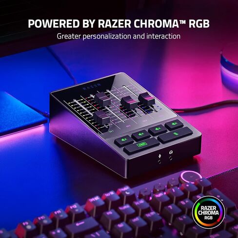 جهاز مزج الصوت من Razer: جهاز مزج البث/البث الكل في واحد - تصميم ذو 4 قنوات - XLR Preamp - إعدادات الصوت المدمجة ومعالجة الصوت - اتصال USB - التوصيل والتشغيل - Chroma RGB (متجدد) in Kuwait