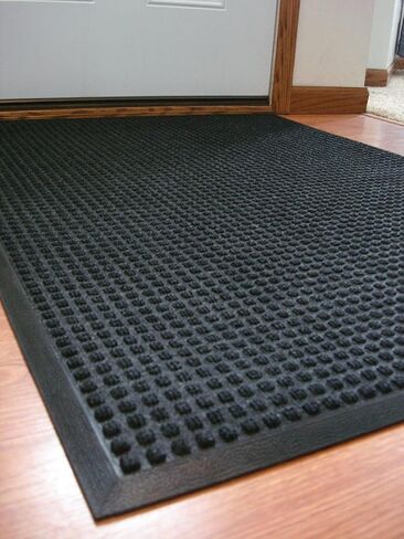 Durable Stop-N-Dry Indoor Rubber Backed Carpet Entrance Mat, 4' x 6', Charcoal in Saudi Arabia