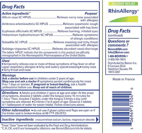 Boiron RhinAllergy Tablets for Relief from Allergy Symptoms of Sneezing, Runny Nose, and Itchy Eyes or Throat - 60 Count in Saudi Arabia