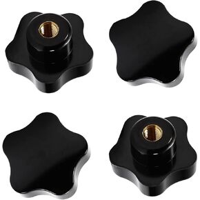 Othmro 4Pcs Star Lock Nut Knobs M10x50mm Female Thread Replacement Star Hand Screw Tightening Knobs Tightening Screws Handle Star Knobs Quick Removal Replacement Parts for Saws Drill Black