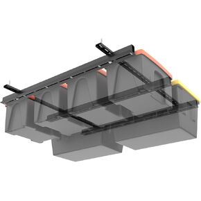 TORACK Garage Ceiling Bin Storage Rack, Overhead Tote Storage Rail System Heavy Duty Adjustable Tote Slide Garage Storage System(Bins are not included)