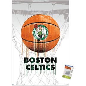 Trends International NBA Boston Celtics - Drip Ball 20 Wall Poster, 22.37" x 34.00", Premium Poster & Push Pin Bundle