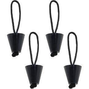 4PCS 4x3.8cm Kayak Accessory Kayak Scrub Plug Kit Black Kayak Drain Plug with Lanyard Suitable for Kayak Fishpond Ice Chest Yacht