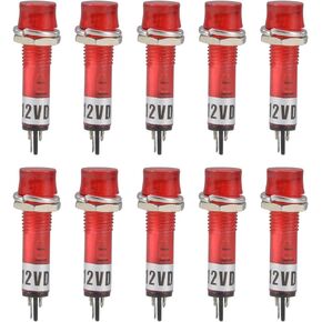 uxcell Signal Indicator Dash Light DC 12V, LED Bulbs XD7-1 Red, 7mm 9/32-inch Panel Mount 10Pcs
