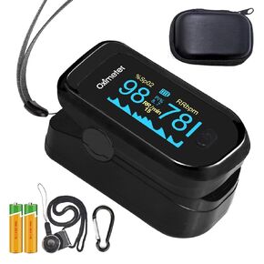 TYNDALL Fingertip Pulse Oximeter, 4 Data Pulse Oximeter with Respiratory, Respiration Rate Monitor, Pulse OX with Respiration Counter, Oximetry for Sports Aviation Use Only (Black)