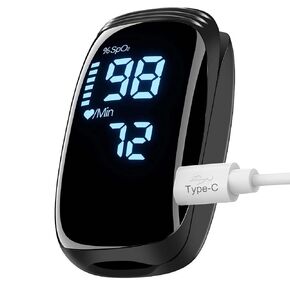 Pulse Oximeter Fingertip, Pulse Oximeter Rechargeable, Oxygen Meter Finger Pulse Oximeter, Fingertip Blood Oxygen Saturation Monitor Rechargeable, Accurate Fast SpO2 Reading (Black)