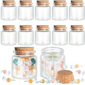 Patelai 12 Pcs Small Glass Cork Bottles 50ml/1.7oz Small Glass Jars Spell Jars Clear Potion Bottles with Cork Mini Glass Jars with Lids Mini Vials Cork for DIY Decoration Crafts Party Favors Sand
