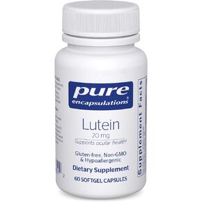 Pure Encapsulations Lutein 20 mg | Hypoallergenic Antioxidant Support for Healthy Visual Function | 60 Softgel Capsules