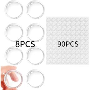 Door Stoppers Wall Protector, 1.65" Set 8PCS Reusable Door Bumper & Plus 90pcs Cabinet Bumpers Clear with Strong Self-Adhesive Backing, Quiet, for Home, Office, Shock Absorbent & Discreet