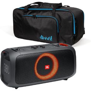 مجموعة سماعات JBL PartyBox On-The-Go المحمولة بتقنية البلوتوث مع divvi! حقيبة نقل واقية in Kuwait