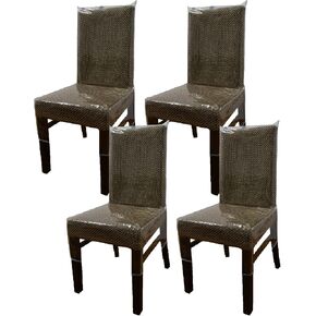 KRFOONN 4 Pack Plastic Dining Room Chair Cover Waterproof Chair Slipcovers with Backrests Clear PVC Chair Seat Protector Covers for Stain/Dust and Scratch Resistant in Kuwait