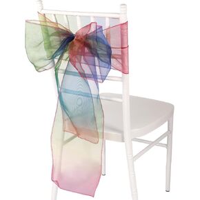 50 حزمة من أوشحة كرسي الأورجانزا، ربطات كرسي قوس قزح، أشرطة لتزيين كراسي الزفاف لتزيين حفلات الزفاف (قوس قزح) in Kuwait