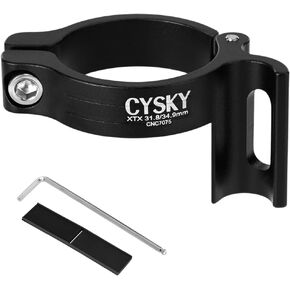 CYSKY Braze On Front Derailleur Adapter 34.9mm with 31.8mm Conversion Shim, Adjustable Braze On Front Derailleur Clamp for MTB Road Bicycle