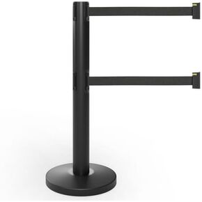 LUK40SDB Black 40" ADA Compliant Stanchion with Dual 10' Retractable Belt