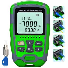 A-M70 VFL Visual Fault Locator 15KM & OPM Portable Optical Power Meter (FC/SC/ST) & RJ45 Network Test Portable Fiber Optic Tester ‑70 to +10 1pc FC to LC Adapter