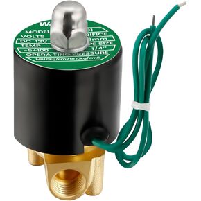 Watflwo DC12V 1/4" Brass Electric Solenoid Valve for Water Air Gas