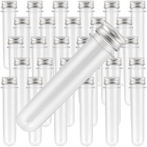 50 Pack 70ml Clear Test Tubes, 29 x 150mm Plastic Test Tubes with Screw Caps, Stand Bottom Test Tubes Containers for Gumball Candy Storage, Bath Salt, Bridal Shower, Wedding, Party Favors