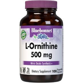 Bluebonnet Nutrition L-Ornithine 500mg, Free-Form Amino Acid, for Healthy Protein Metabolism*, Soy-Free, Gluten-Free, Non-GMO, Kosher Certified, Vegan, 100 Vegetable Capsules, 100 Servings
