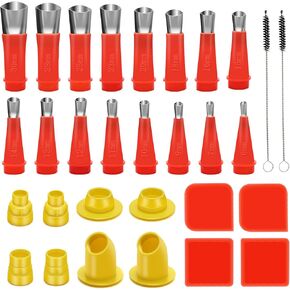 30Pcs Caulking Finisher Kit, 16Pcs Caulking Nozzle Tips Reusable Caulking Nozzle Coating Caulking Tool Kit with 8 Connector Caulking Guns and 4 Grout Scraper 2 Brush for Bathroom Doors Windows